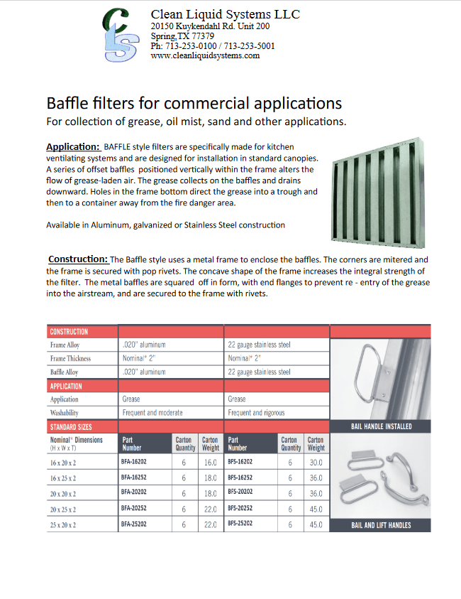 Kitchen Vent Hood filters (commercial Kitchens) Grease Baffle filters