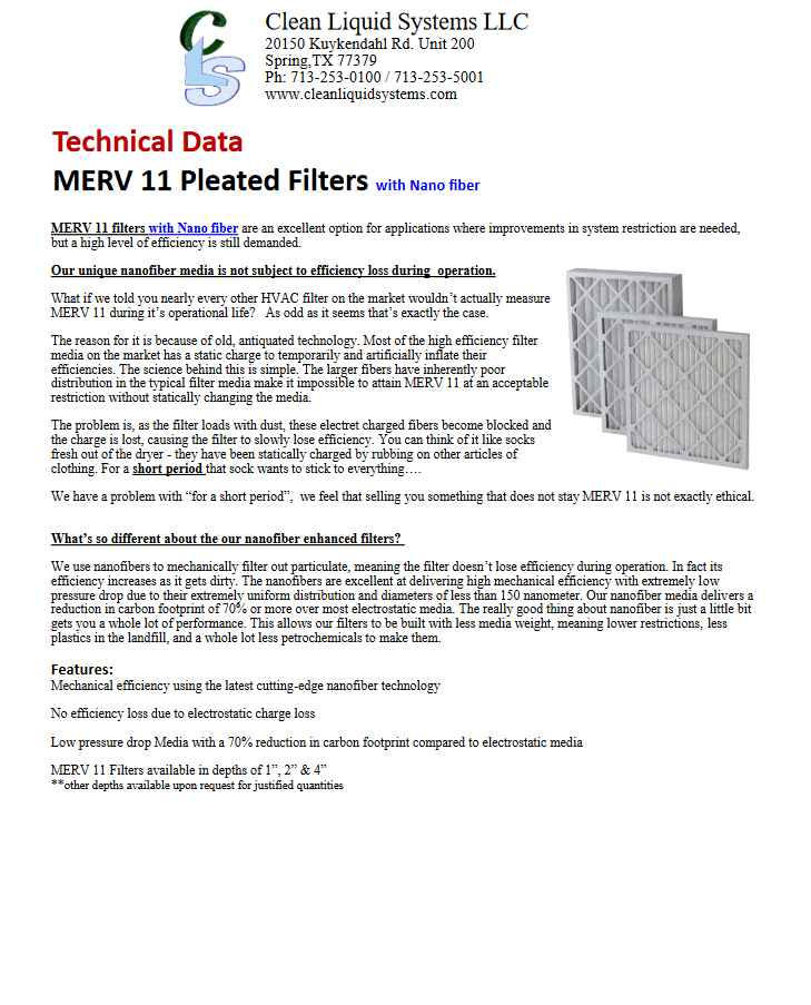 MERV 11 Pleated Filters