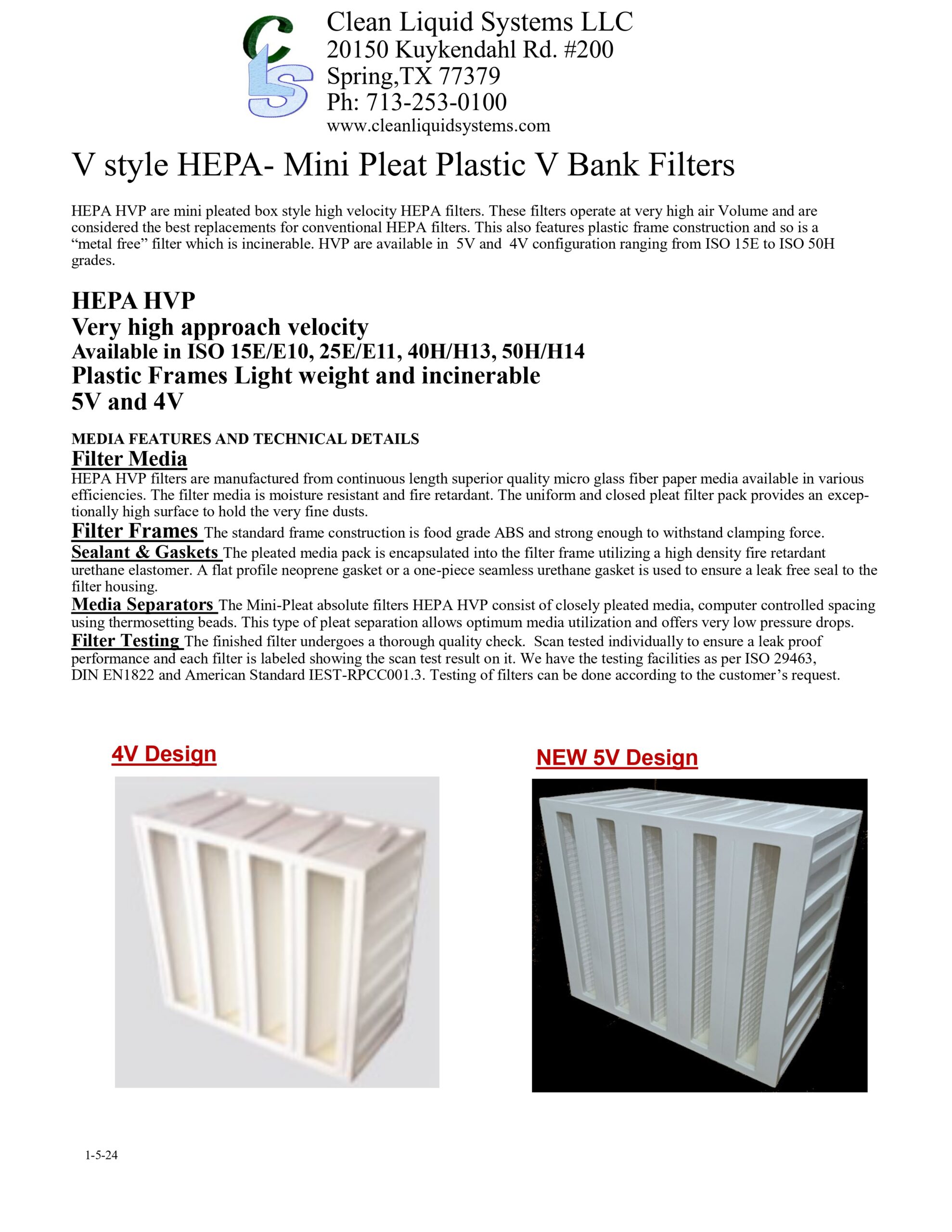 V Style HEPA- Mini Pleat Plastic V Bank Filters